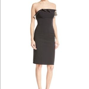 NWT Maria Bianca Nero Stacey Techno Strapless Ruffle Cocktail Dress, Size 6